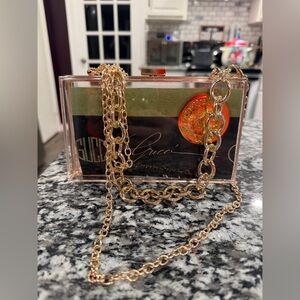 Gucci Transparent Clutch with Gold Chain